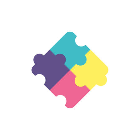 Puzzle icon design, Jigsaw game object teamwork match toy element connection and solution theme Vector illustrationのイラスト素材