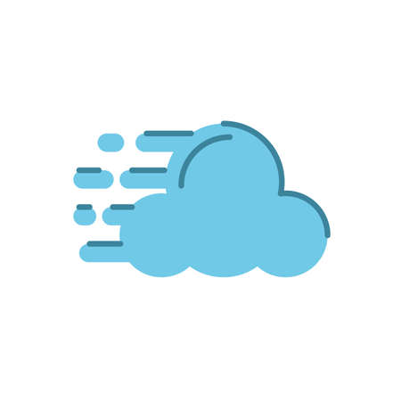 windy cloud icon over white background, flat style, vector illustrationのイラスト素材