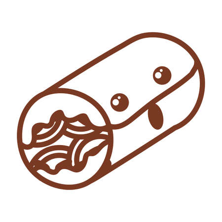 delicious burrito , line style icon vector illustration designのイラスト素材