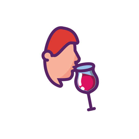 Man with wine cup design of Winery alcohol drink beverage restaurant celebration and party theme Vector illustrationのイラスト素材