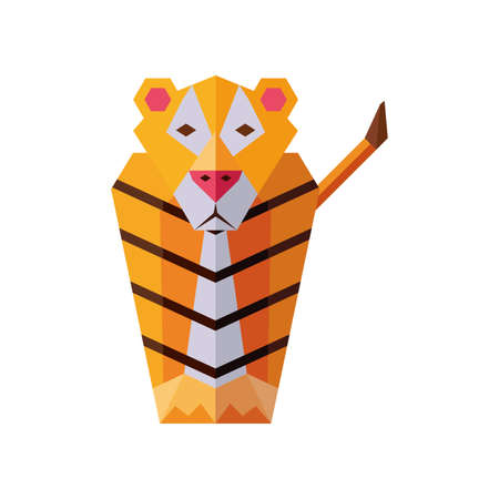 tiger geometric wild animals on white background vector illustration designのイラスト素材