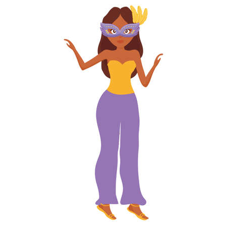 beautiful woman with carnival mask vector illustration designのイラスト素材