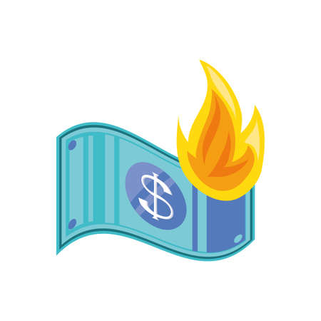 dollar burning on white background vector illustration designのイラスト素材