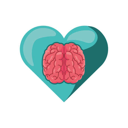 heart with brain on white background vector illustration designのイラスト素材