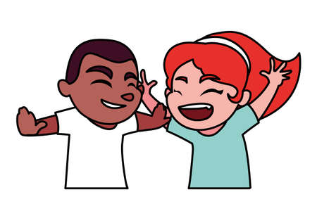 Girl and boy cartoon design, Kid childhood little people lifestyle and person theme Vector illustrationのイラスト素材