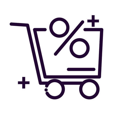 shopping cart with percentage line style iconのイラスト素材