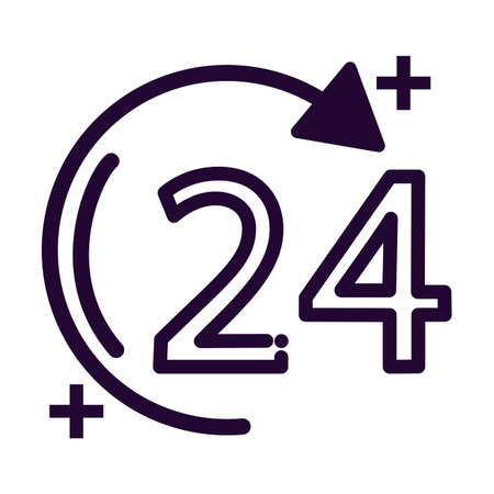 open around the clock, 24 hours line style icon vector illustration design