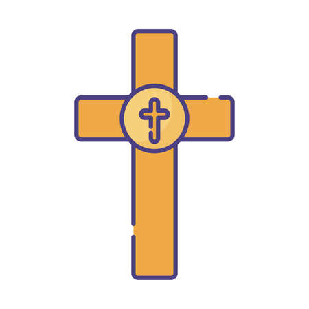 cross flat style icon design, Religion culture belief religious faith god spiritual meditation and traditional theme Vector illustrationのイラスト素材
