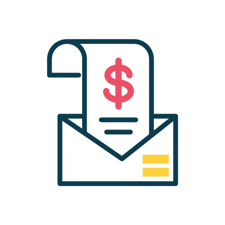 envelope with invoice with money symbol icon over white background, half color style, vector illustrationのイラスト素材