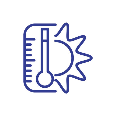 thermometer and sun icon over white background, line style, vector illustrationのイラスト素材