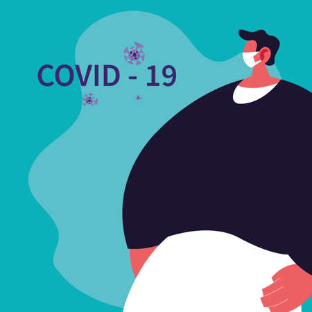 man with surgical mask avoiding infection by covid 19 vector illustration designのイラスト素材