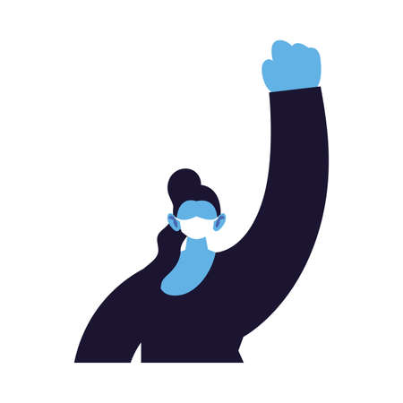 fighter woman using face mask vector illustration designのイラスト素材