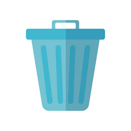 trash basket icon over white background, flat style, vector illustrationのイラスト素材