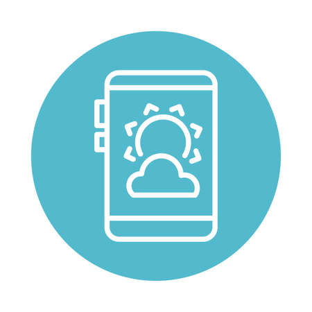 smart phone screen with sun and clouds, block and flat style icon vector illustration designのイラスト素材
