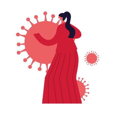 woman infected with new coronavirus vector illustrationのイラスト素材