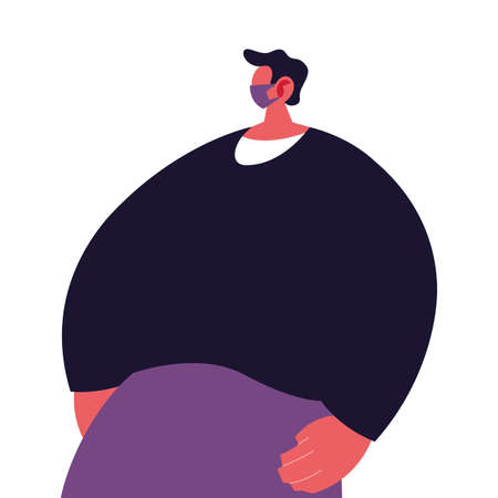 man with medical mask moving on white background vector illustration designのイラスト素材