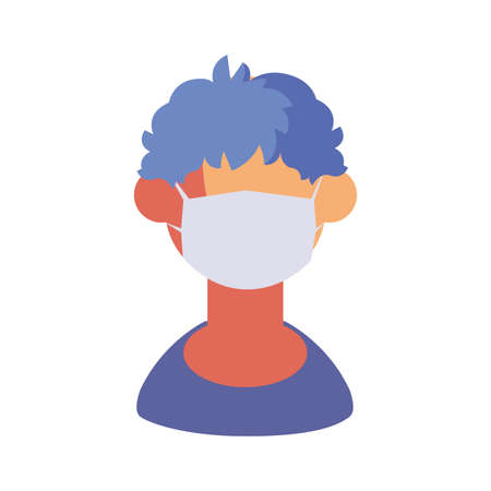 man with medical mask on white background vector illustration designのイラスト素材