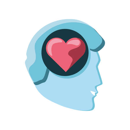 human head with heart on white background vector illustration designのイラスト素材