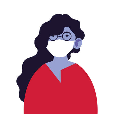 portrait of woman with medical mask on white background vector illustration designのイラスト素材