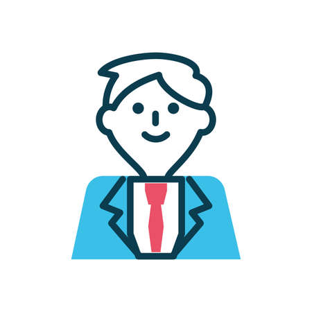 cartoon businessman icon over white background, half color style, vector illustrationのイラスト素材