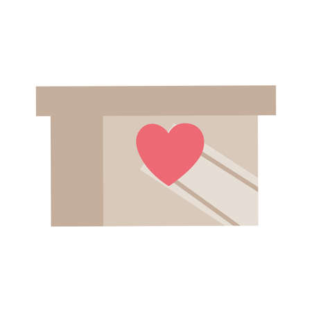 cardboard box with heart, symbol of donation and charity vector illustration designのイラスト素材