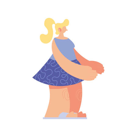 young woman standing on white background vector illustration designのイラスト素材