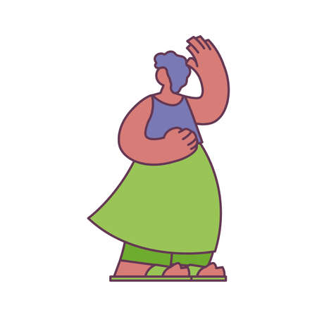 young woman standing on white background vector illustration designのイラスト素材