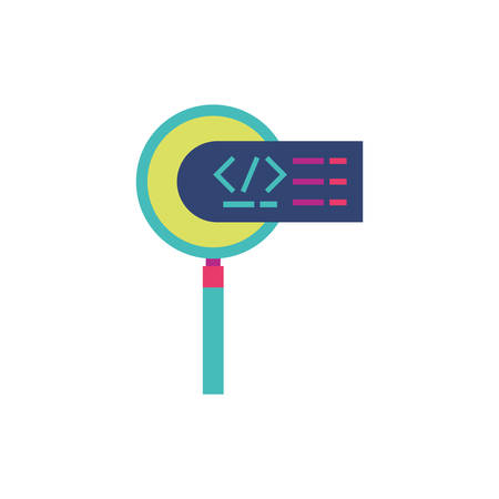 Website code and loupe design, Programming web designer technology internet media modern and development theme Vector illustrationのイラスト素材