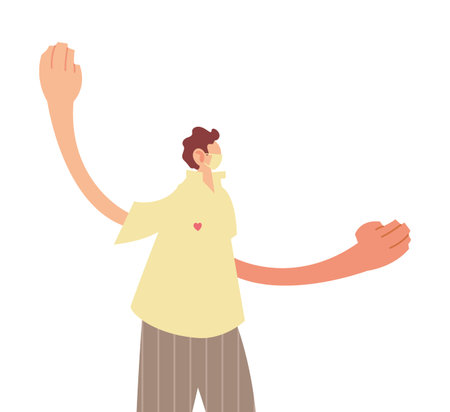 man standing with medical mask on white background vector illustration designのイラスト素材