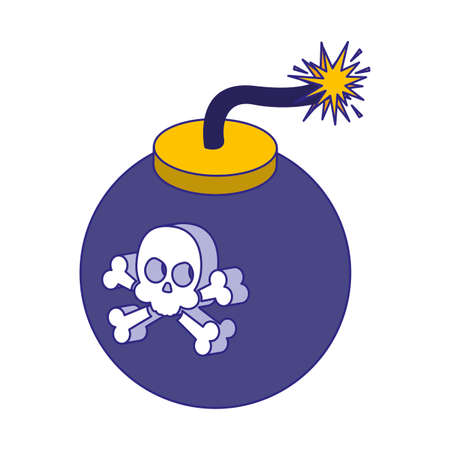 Skull and bomb design of Security system warning protection danger web alert and safe theme Vector illustrationのイラスト素材