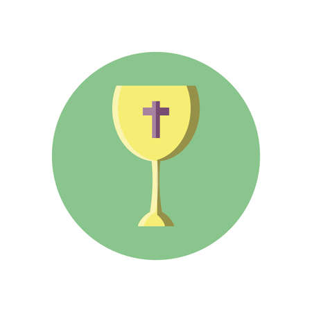 catholic wine glass over white background, block style icon, vector illustrationのイラスト素材