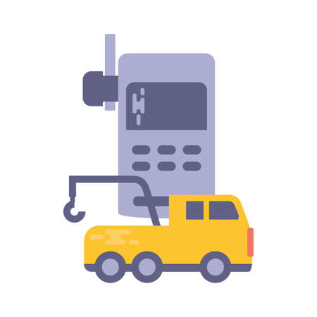fire truck with walkie talkie on white background vector illustration designのイラスト素材