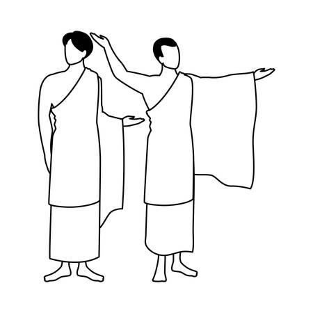 men pilgrim hajj on white background vector illustration designのイラスト素材