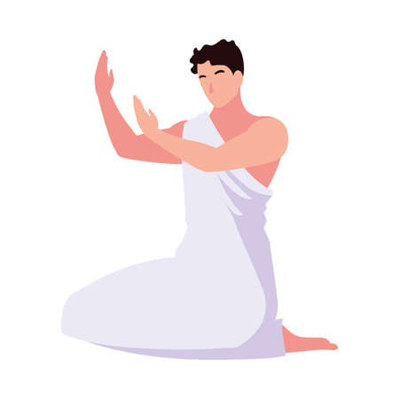 man pilgrim hajj on white background vector illustration designのイラスト素材