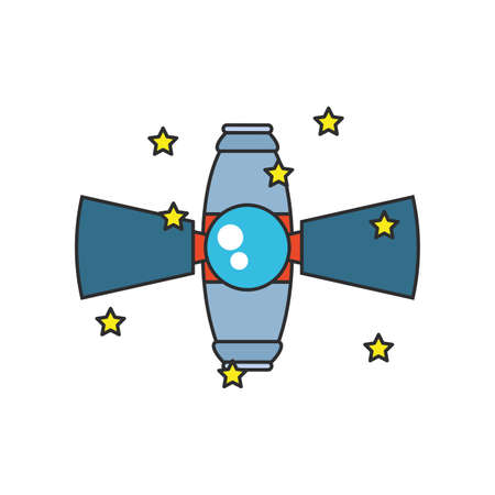 space satellite with set of stars isolated icon vector illustration designのイラスト素材