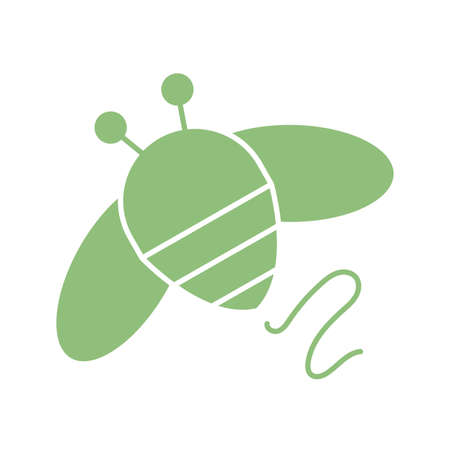 cartoon bee icon over white background, silhouette style, vector illustrationの写真素材