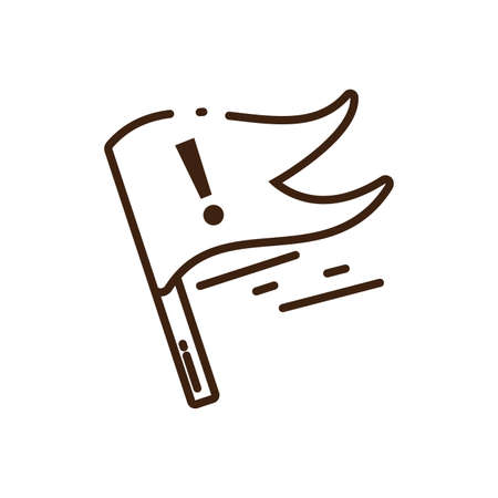 warning flag icon over white background, line style, vector illustration designの写真素材
