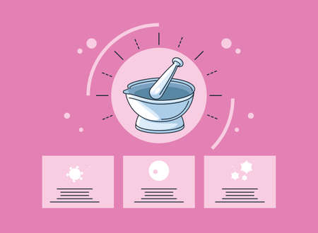 infographic with icons laboratory research, coronavirus vector illustration designの写真素材
