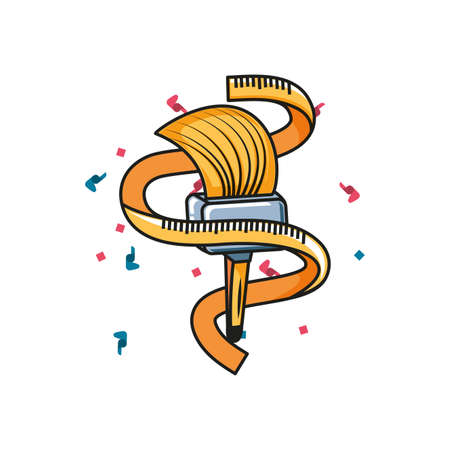 measure tape metric with paint brush vector illustration designのイラスト素材