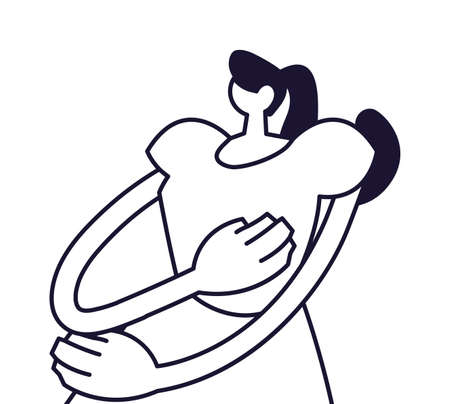 young woman standing, line style icon vector illustration designの写真素材