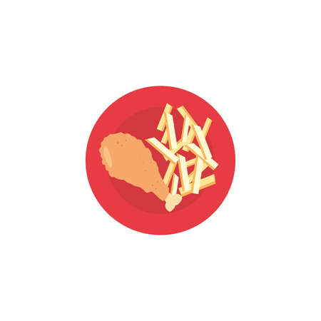 Chicken with french fries icon design, Eat food restaurant menu dinner lunch cooking and meal theme Vector illustrationの写真素材