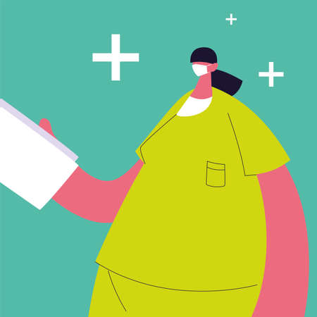 female doctor standing, medical staff vector illustration designの写真素材