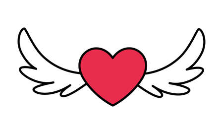hearts with wings on white background vector illustration designの写真素材