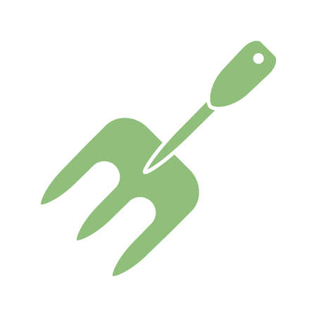 gardening fork icon over white background, silhouette style, vector illustrationの写真素材