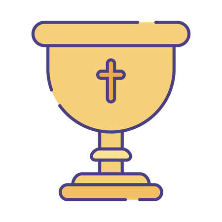cross inside cup flat style icon design, Religion culture belief religious faith god spiritual meditation and traditional theme Vector illustrationの写真素材