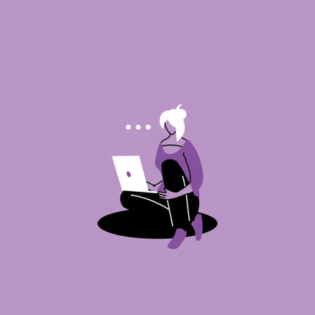 woman office worker working on computer vector illustration designの写真素材