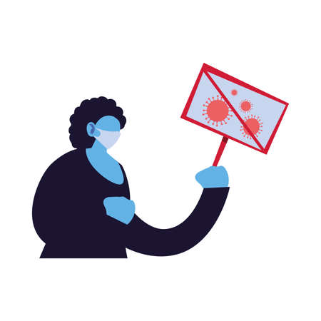 woman warns of new coronavirus vector illustration designのイラスト素材
