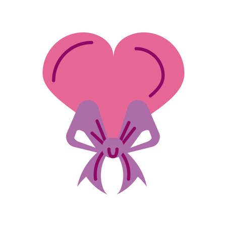 heart with ribbon decorative, half line and color style icon vector illustration designのイラスト素材