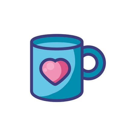 coffee mug with heart design of love passion romantic valentines day wedding decoration and marriage theme Vector illustrationのイラスト素材