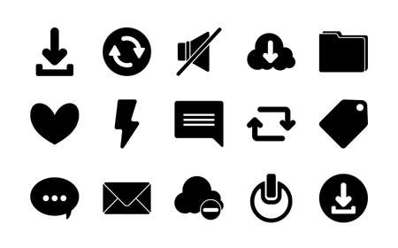 silhouette style icon set design, Social media web multimedia and communication theme Vector illustrationのイラスト素材